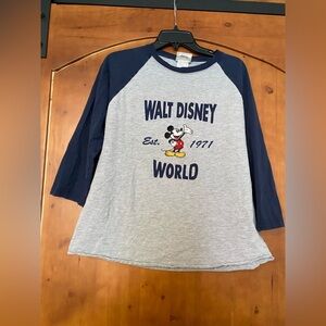 Walt Disney World Mickey Mouse Raglan Baseball T-Shirt Est 1971‎ Vintage Medium